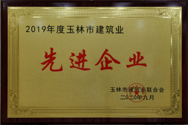 2019年玉林市建筑业先进企业